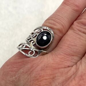 Garnet Solitaire Sterling Silver Ring size 5 NWT